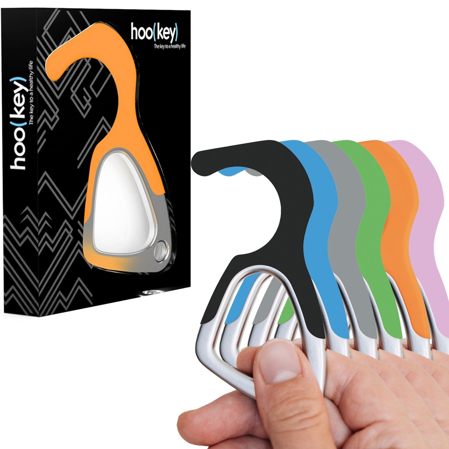 6 Pack of hoo(key)™ - The Only Patented Antimicrobial Silicone No-Touch Keychain Tool - Value Pack Deal-0