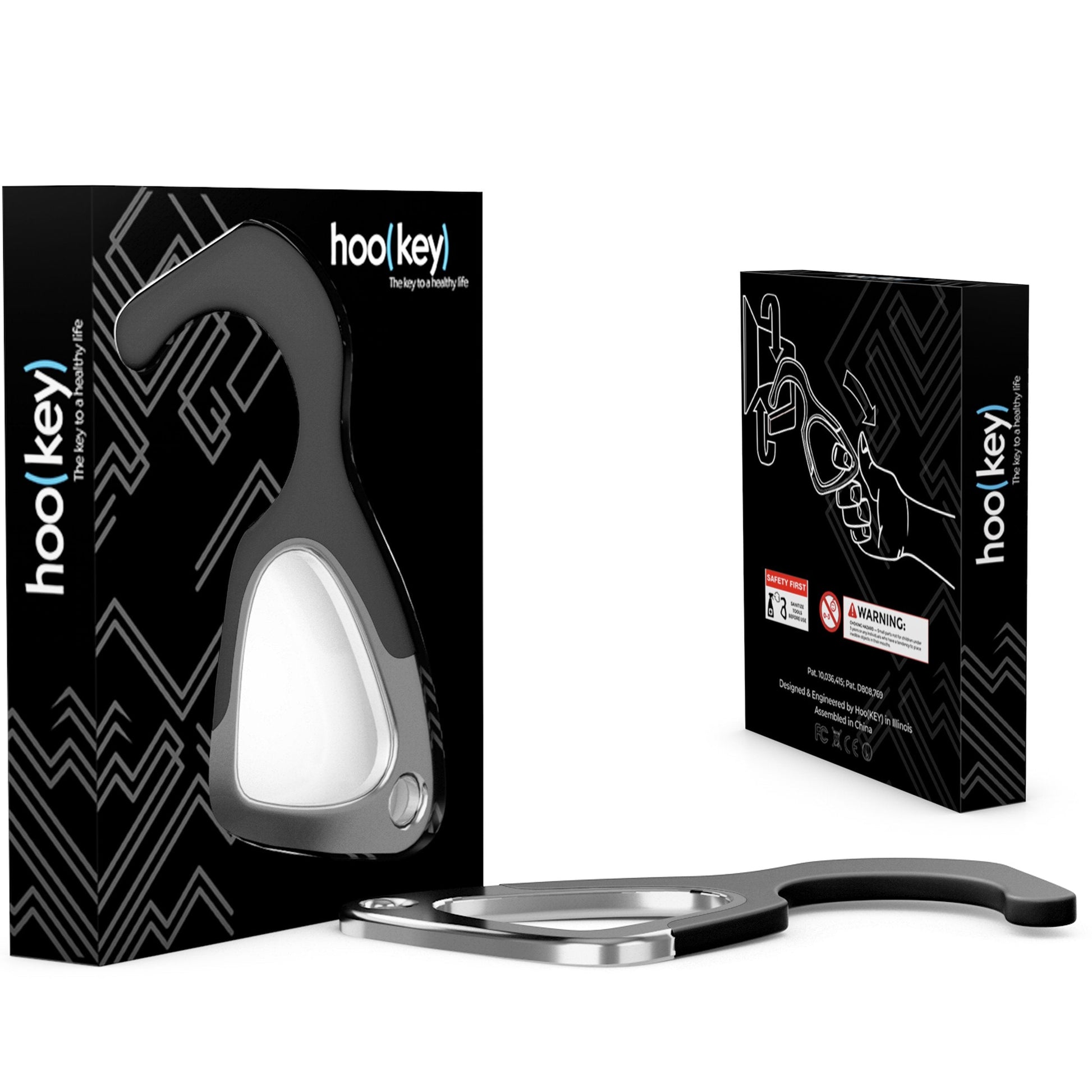 6 Pack of hoo(key)™ - The Only Patented Antimicrobial Silicone No-Touch Keychain Tool - Value Pack Deal-3