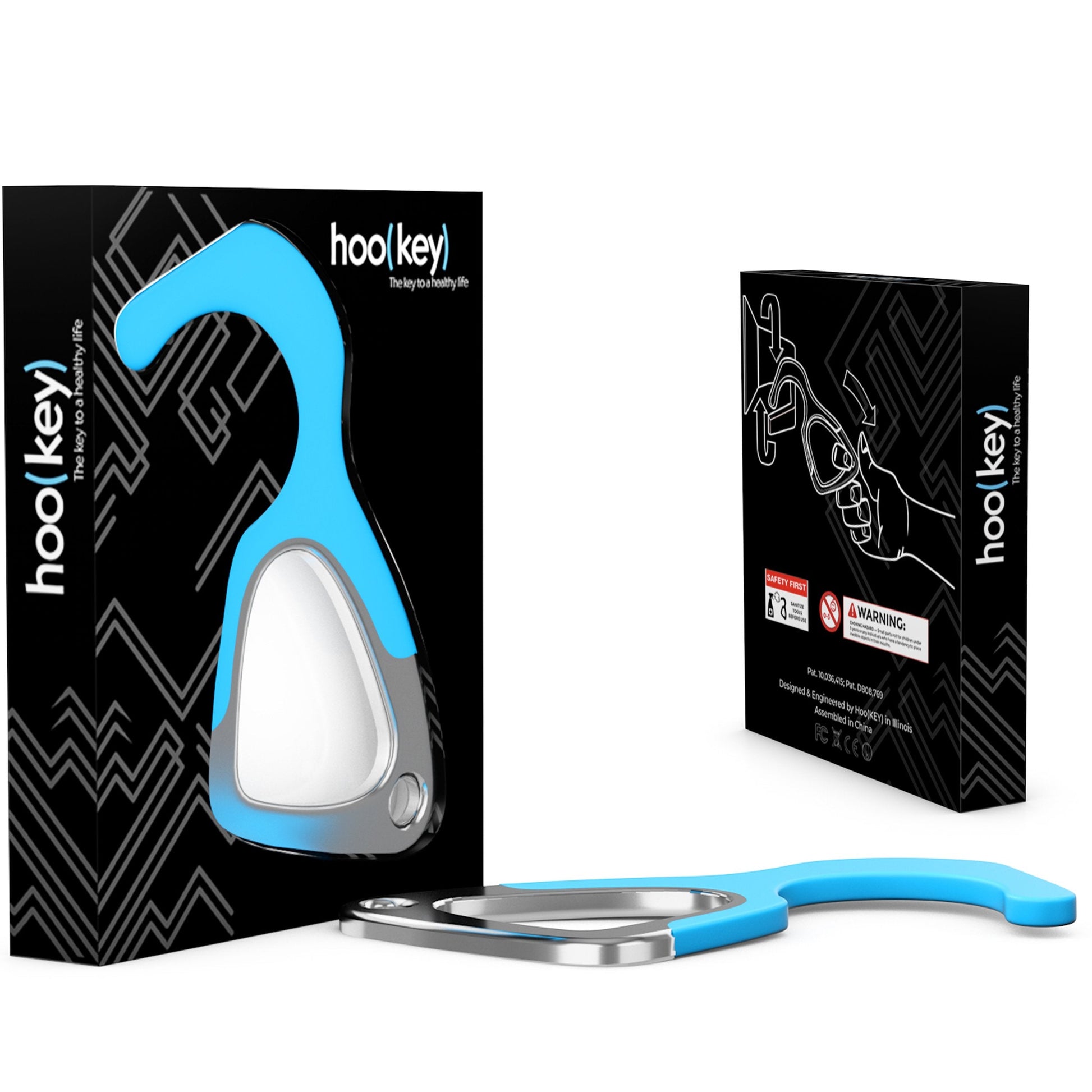 6 Pack of hoo(key)™ - The Only Patented Antimicrobial Silicone No-Touch Keychain Tool - Value Pack Deal-4